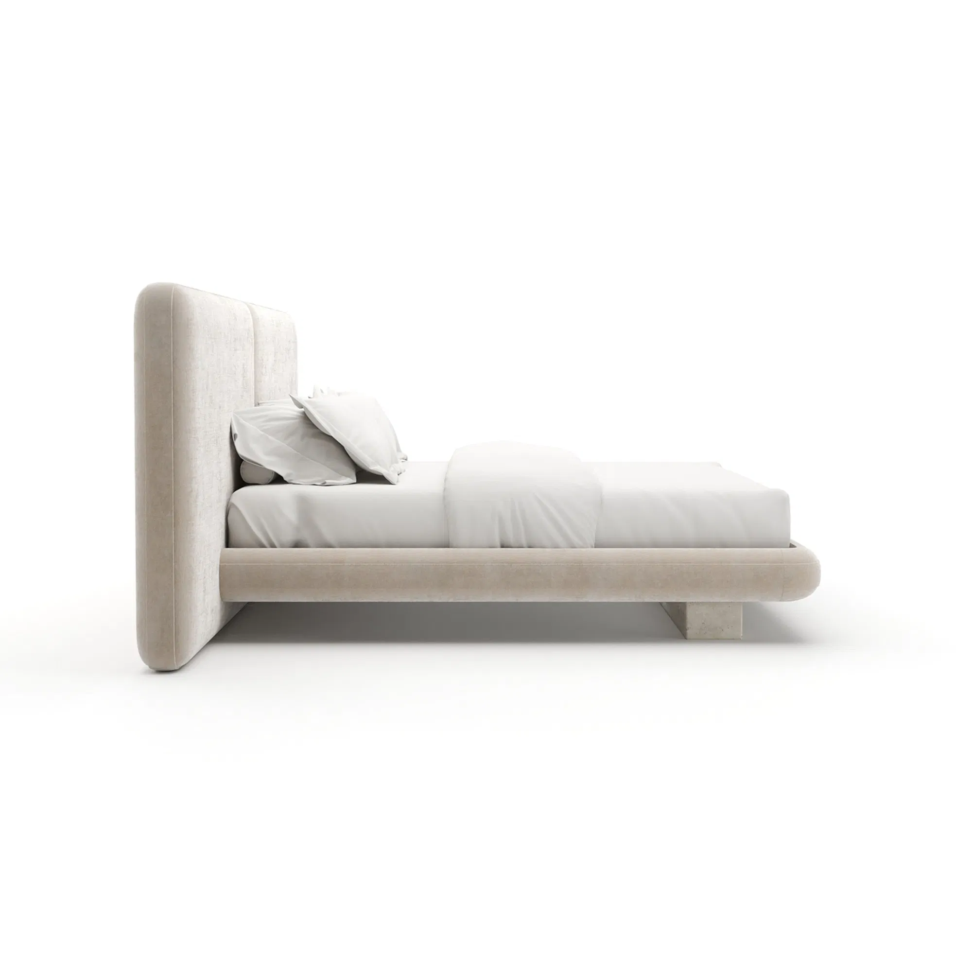 Overlap Ivory Vintage Velvet Upholstered King Bed