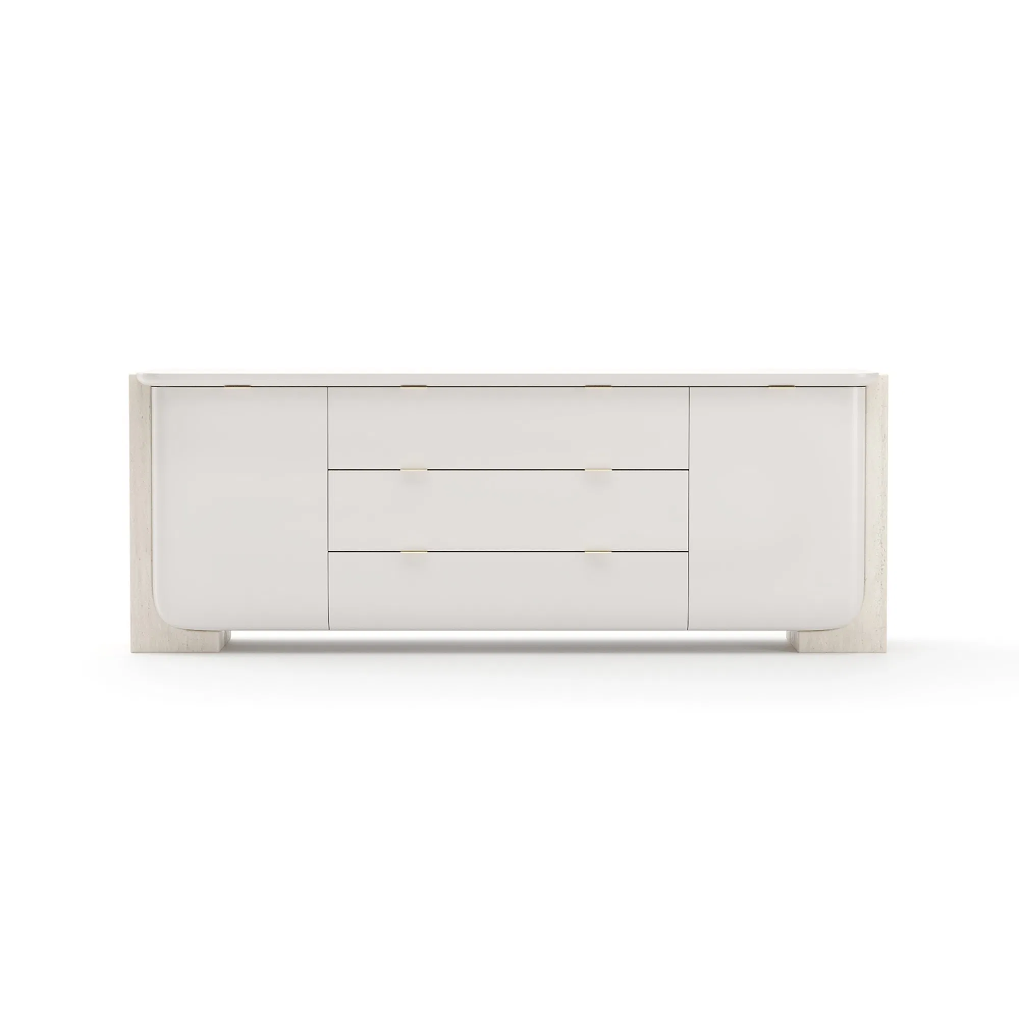 Overlap Sideboard Light Latte Gloss with Travertine