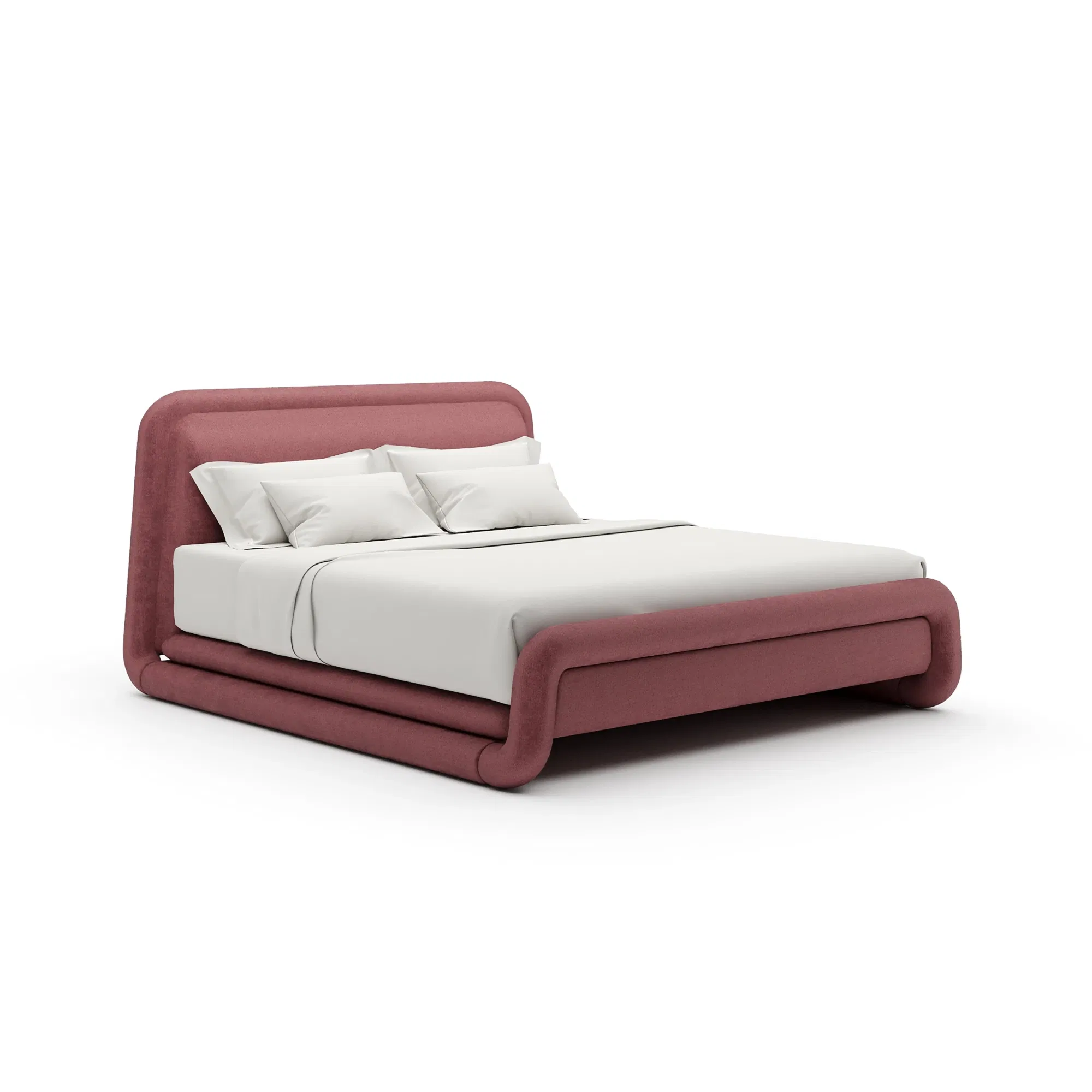 Bold Dusty Rose Luxe Velvet Bed