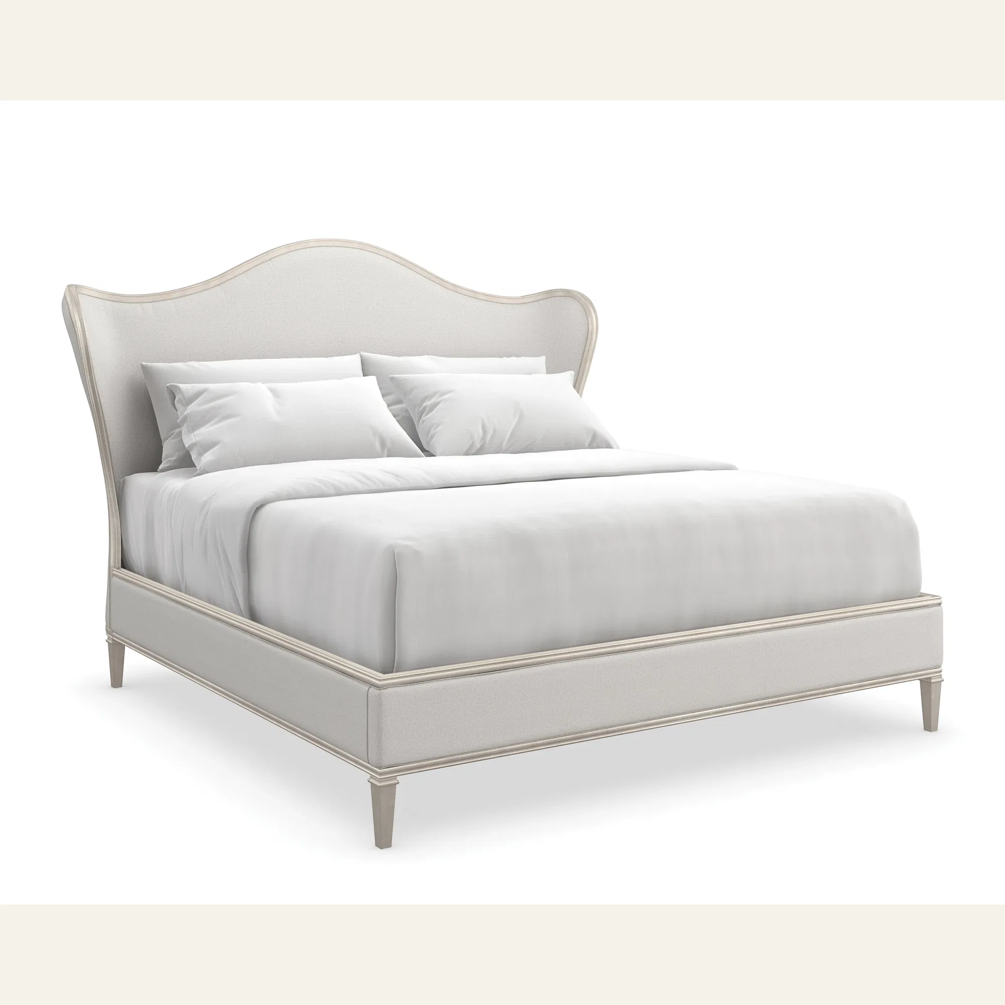 Bedtime Beauty King Upholstered Bed with Silver Leaf