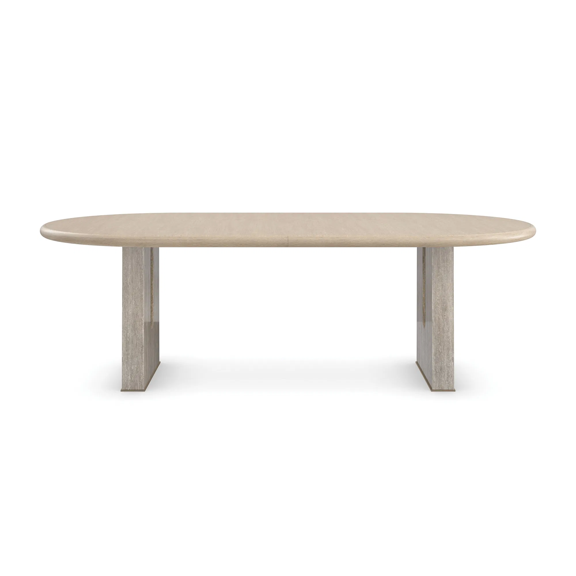 Emphasis Sun Drenched Oak Dining Table with Travertine Legs