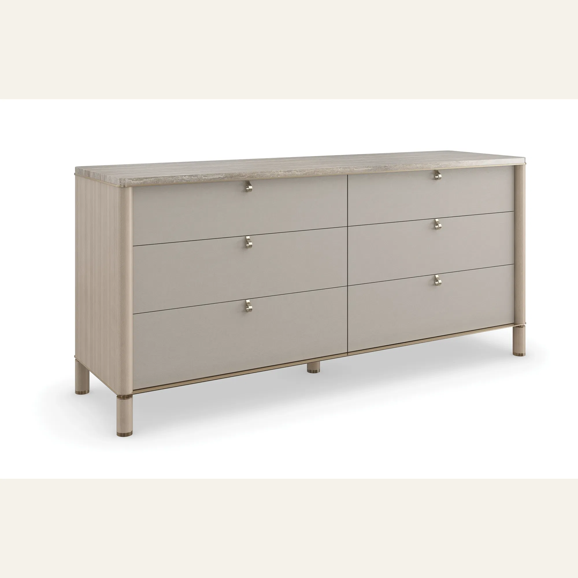 Balance Dresser with Travertine Top and Lucent Bronze