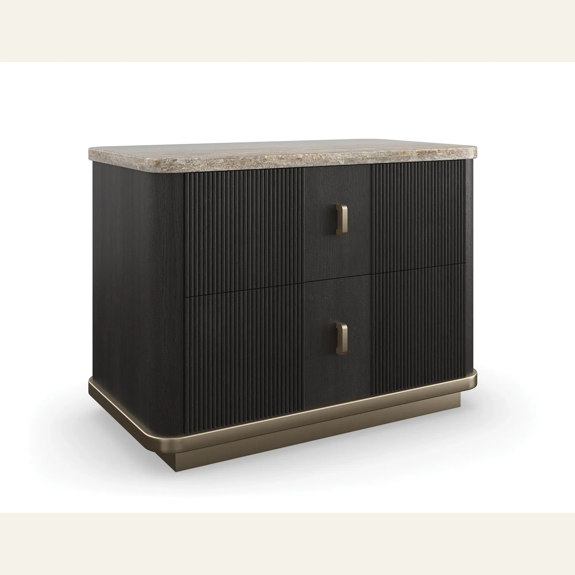 Rhythm Dark Travertine Nightstand with Reeded Ash