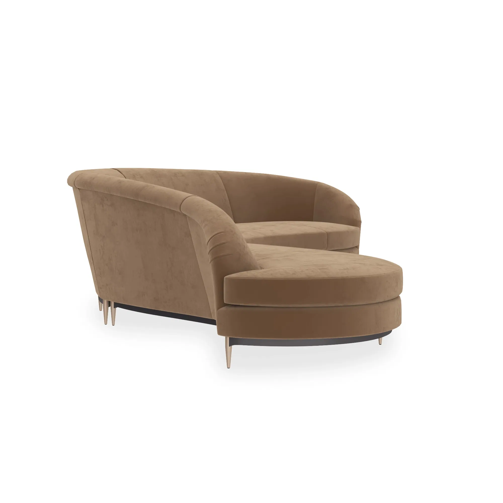 Three's Company Camel Luxe Velvet Sectional